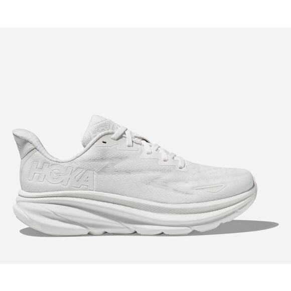 USED Hoka Men's Clifton 9 Sneaker, White-SZ 13 - Picture 1 of 7